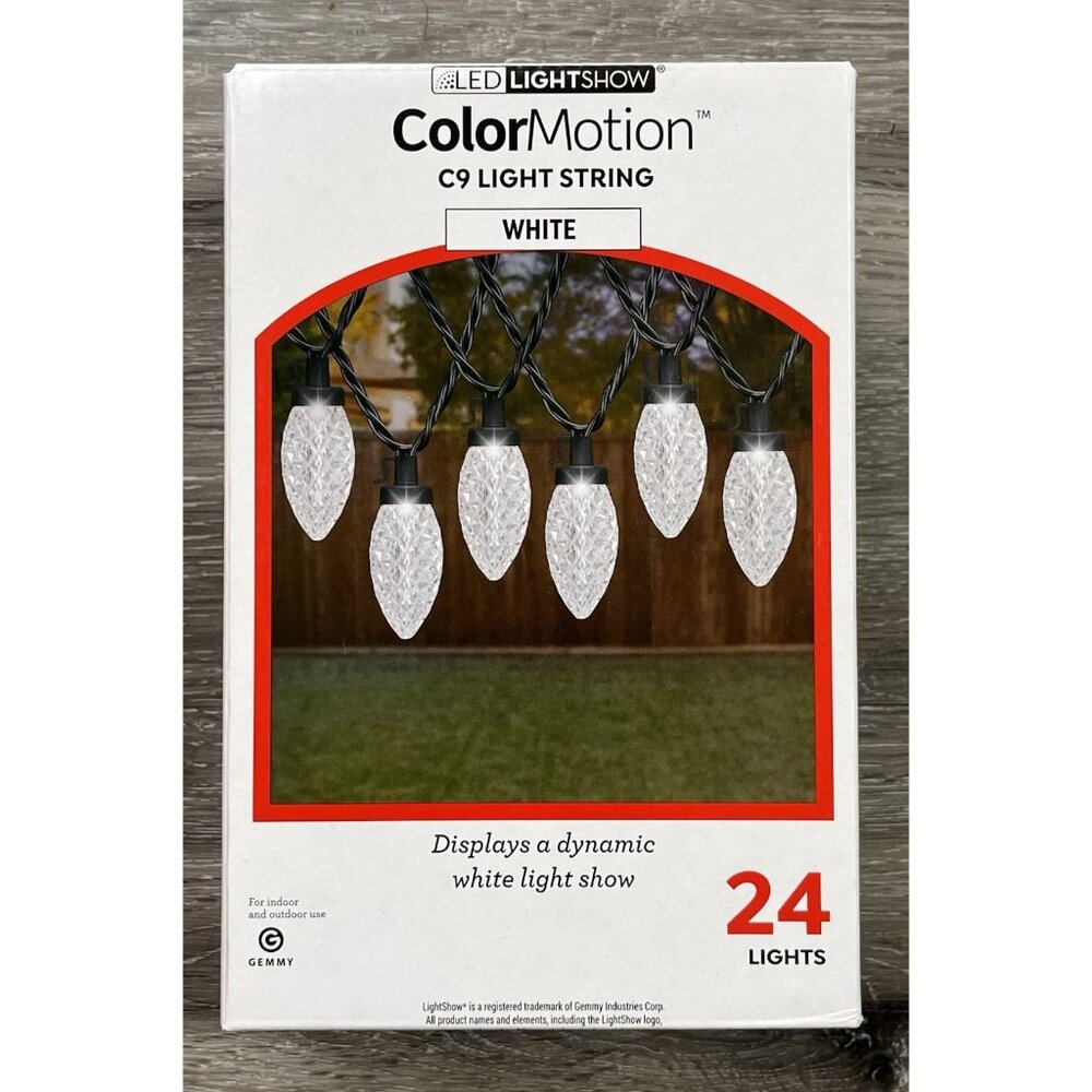 Gemmy Lightshow Color Motion 24 Count C9 White LED Christmas String Lights